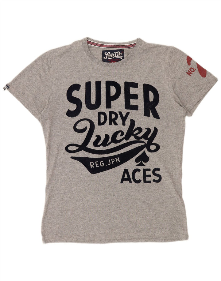 SUPERDRY Herre grafisk T-shirt top mellemgrå bomuld