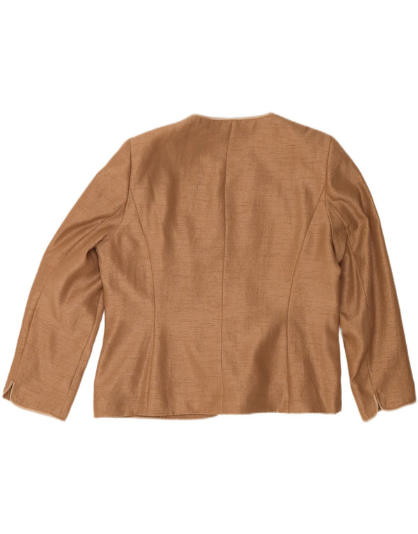 Jacques Vert Dame 1 Knap Blazer Jakke UK 22 3XL Beige Polyester