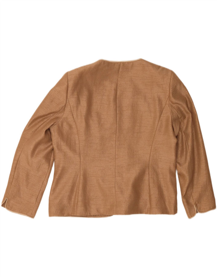 Jacques Vert Dame 1 Knap Blazer Jakke UK 22 3XL Beige Polyester