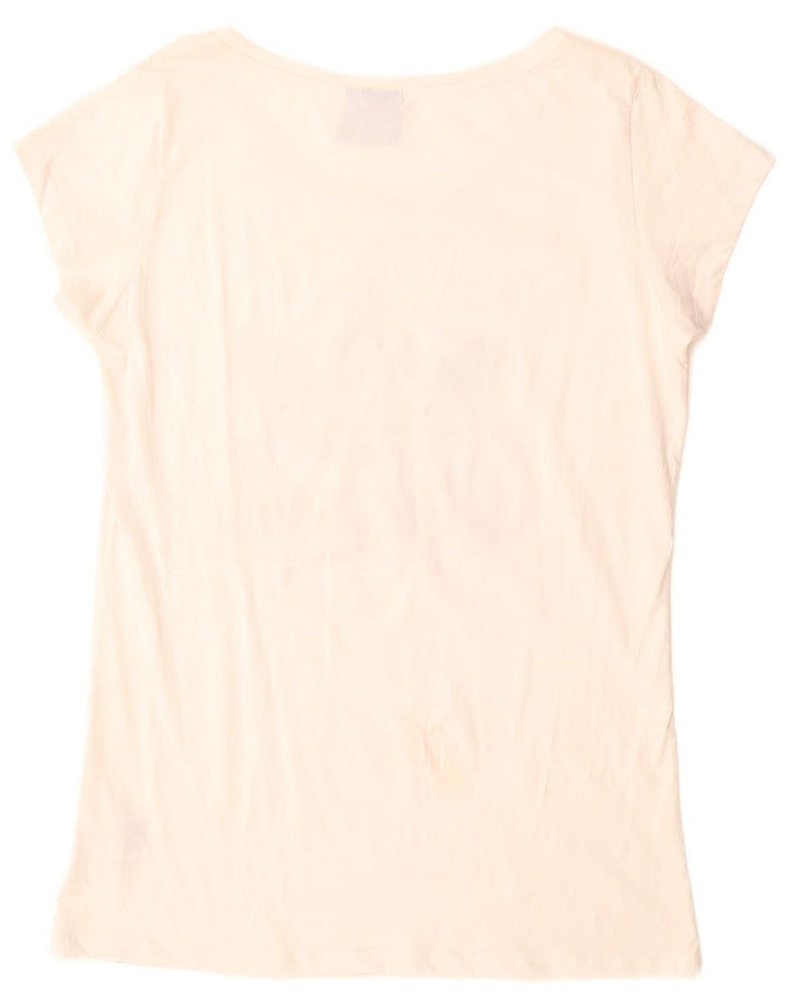 ADIDAS Dame Longline grafisk T-shirt Top UK 22 XL Hvid Bomuld