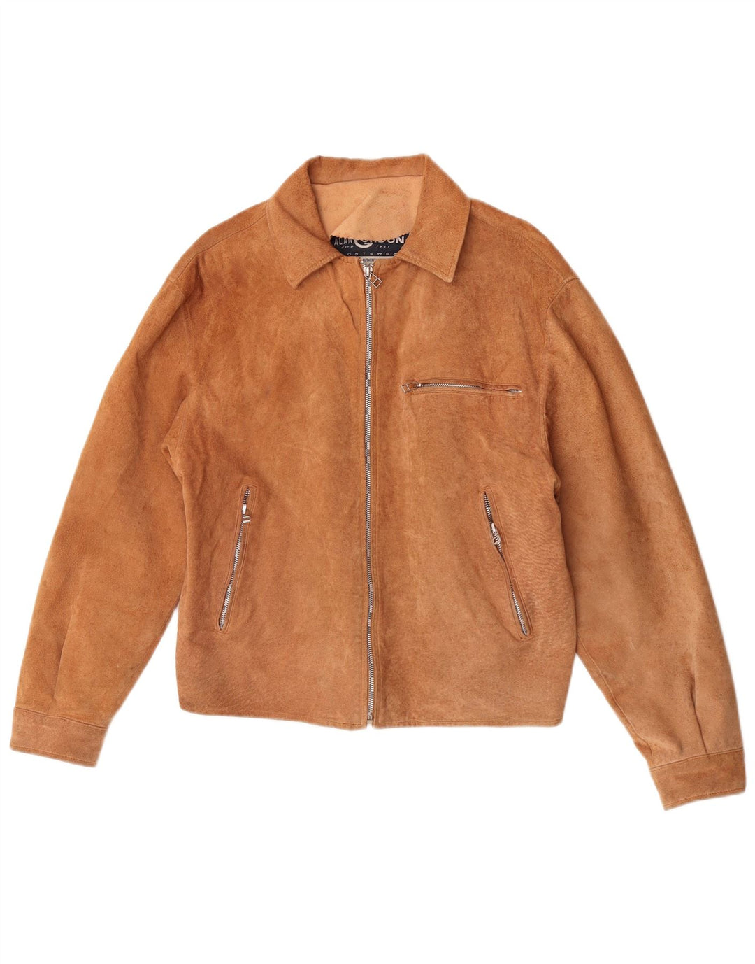 Alan Gordon Dame Ruskind Bomber Jacket UK 14 Large Beige Læder