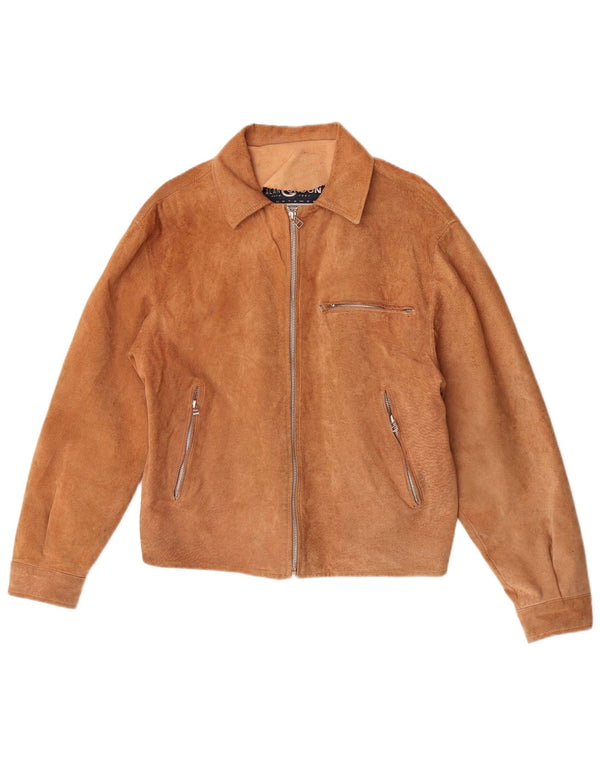 Alan Gordon Dame Ruskind Bomber Jacket UK 14 Large Beige Læder