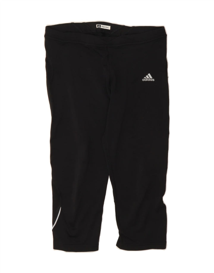 ADIDAS Womens Capri Tracksuit Trousers UK 10 Small  Black Vintage Adidas and Second-Hand Adidas from Messina Hembry 