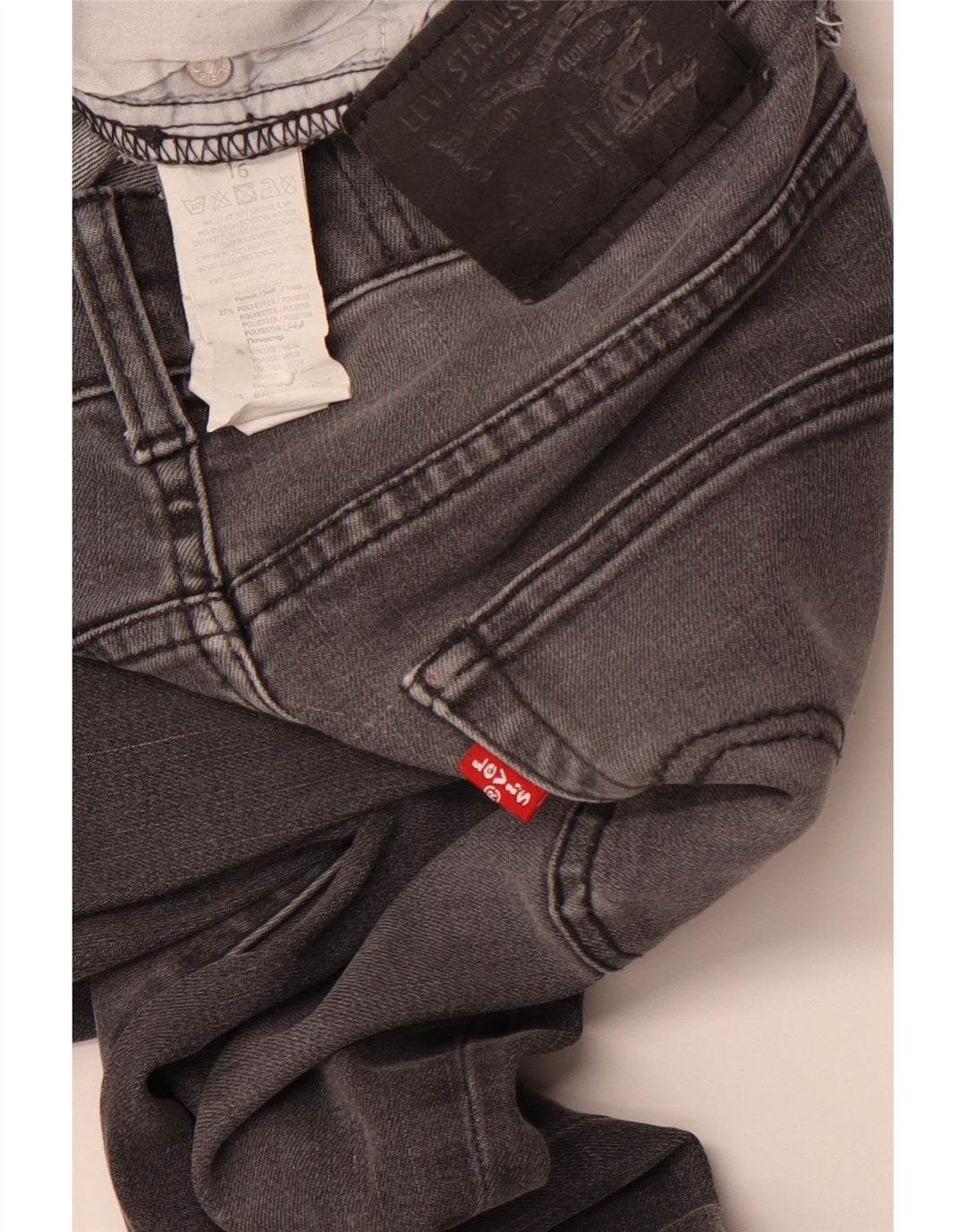 LEVI'S Girls 510 Skinny Jeans 15-16 år W28 L31 Grå Bomuld