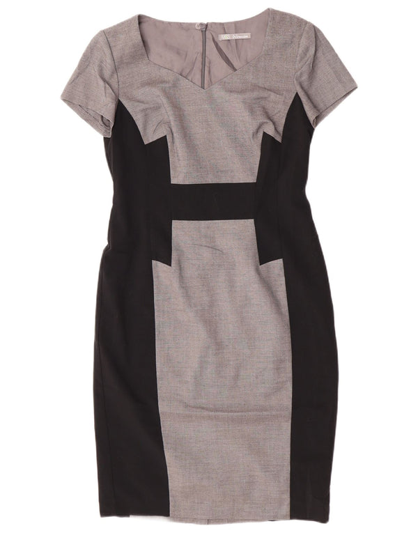 Marks & Spencer Womens Sheath Dress UK 10 Small Grey Colourblock Polyester