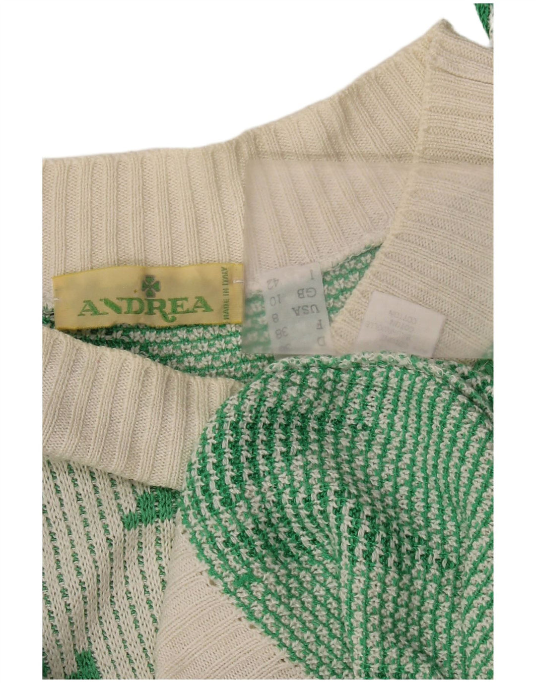 Vintage Womens Crop Boat Neck Jumper Sweater UK 10 Small White Acryl