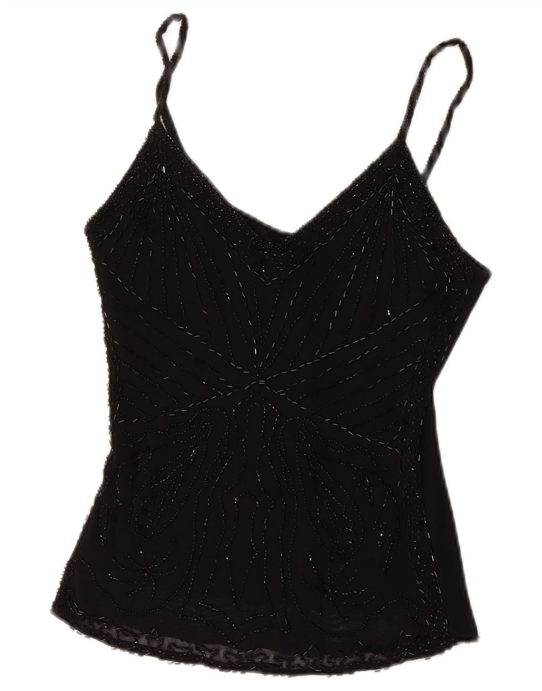 Vintage Dame Cami Top UK 8 Small Black Viscose
