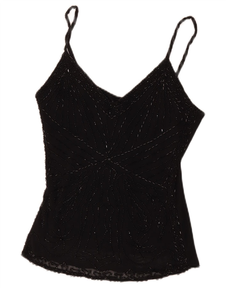 Vintage Dame Cami Top UK 8 Small Black Viscose