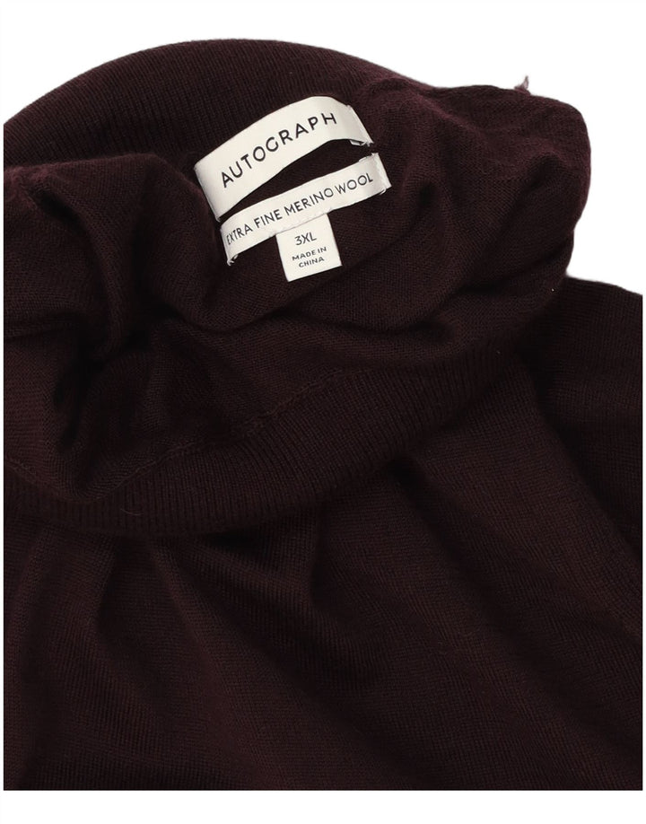 Marks & Spencer Herre Autograph Roll Neck Jumper Sweater 3XL Burgundy
