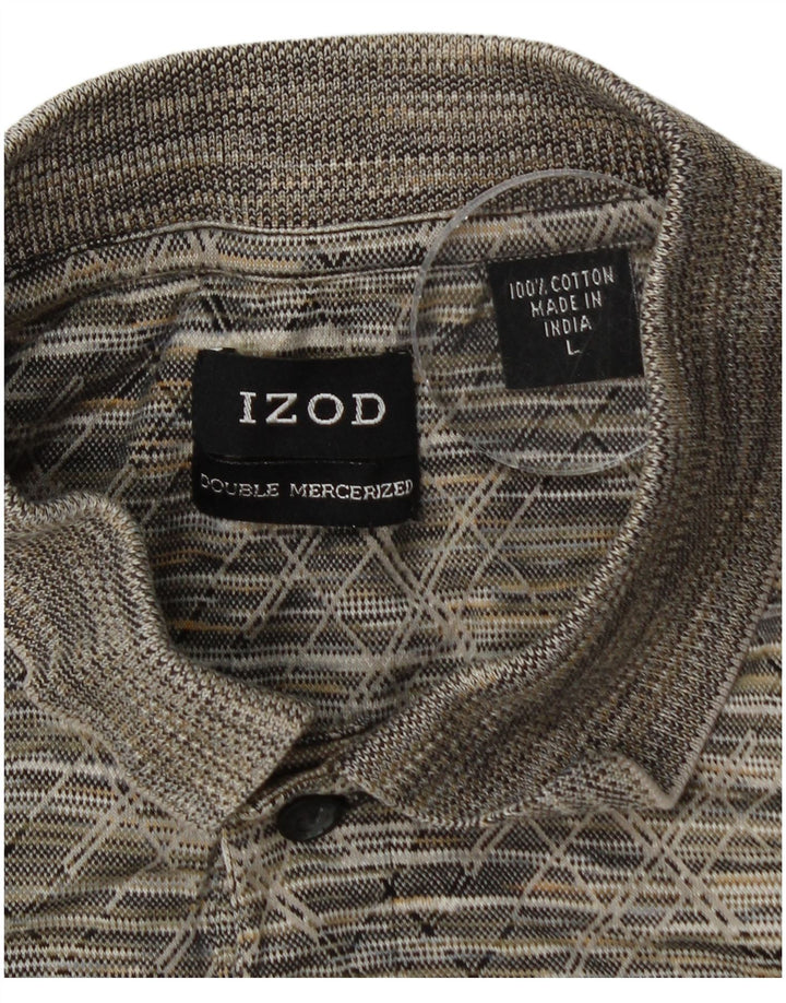 IZOD Poloskjorte til mænd, stor grå, geometrisk bomuld