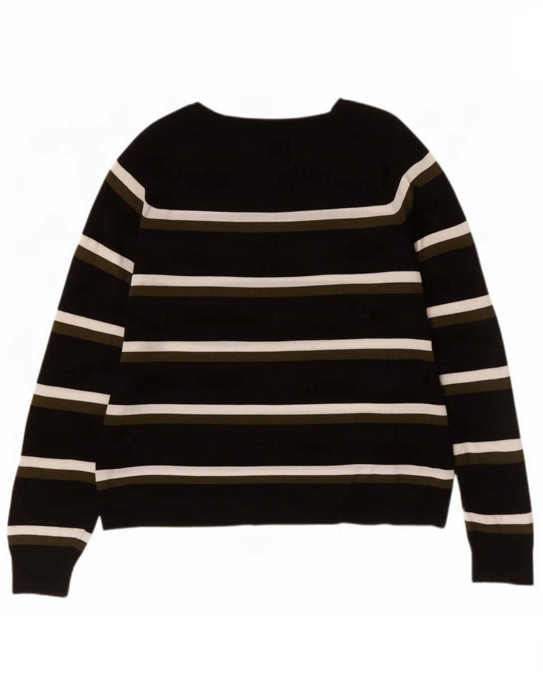 Zara Dame Boat Neck Jumper Sweater UK 14 Medium Sort Stribet