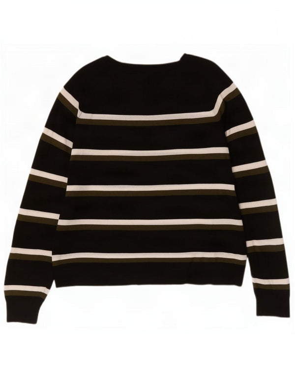 Zara Dame Boat Neck Jumper Sweater UK 14 Medium Sort Stribet