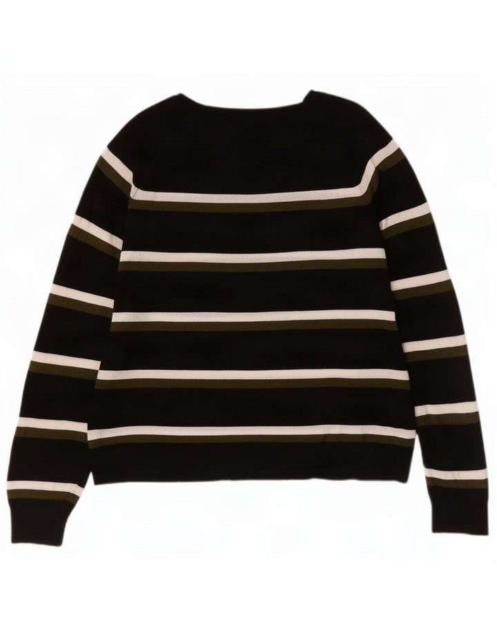 Zara Dame Boat Neck Jumper Sweater UK 14 Medium Sort Stribet