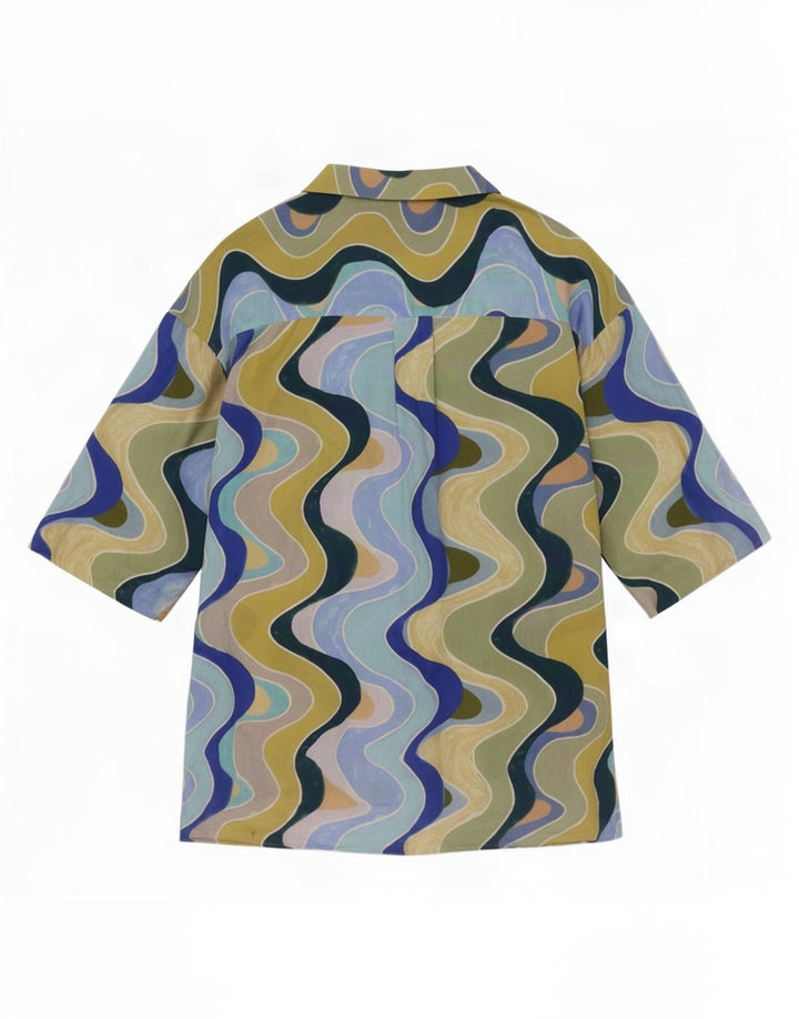 Zara Dame Oversized abstrakt mønster Tunika Top UK 10 Small Multicolored