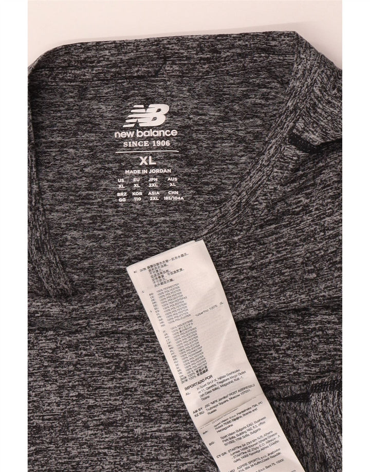 New Balance Herre T-Shirt Top XL Grå Flecked Polyester