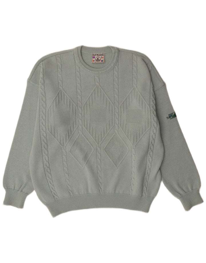 NAVIGARE Herre sweater med rund hals, stor grøn Argyle/Diamond Classic