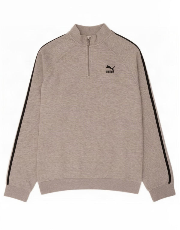 Puma Sweatshirt med lynlås til mænd mellem grå bomuld