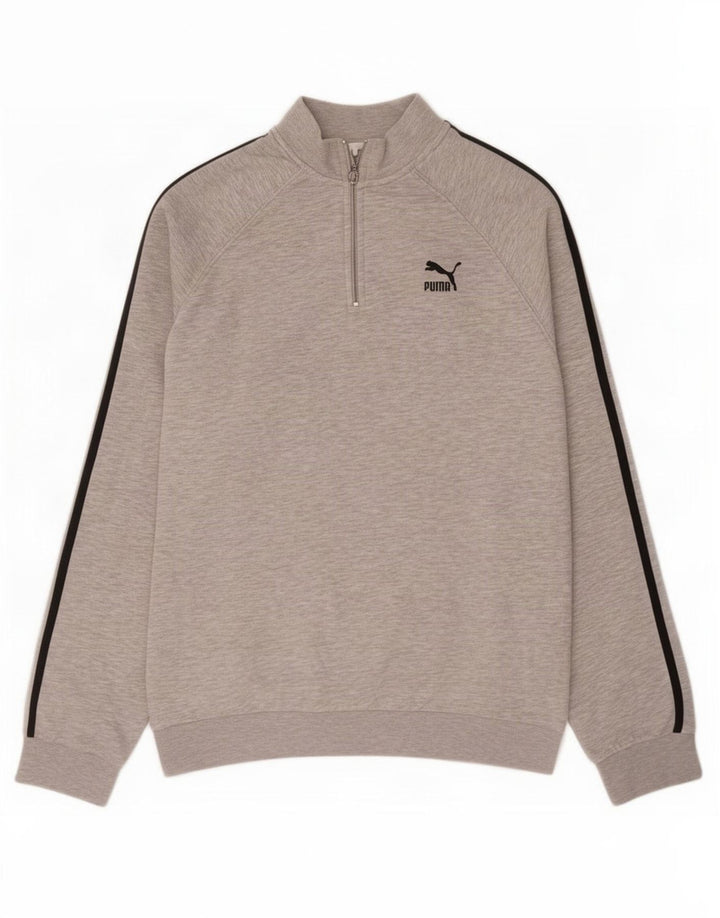 Puma Sweatshirt med lynlås til mænd mellem grå bomuld