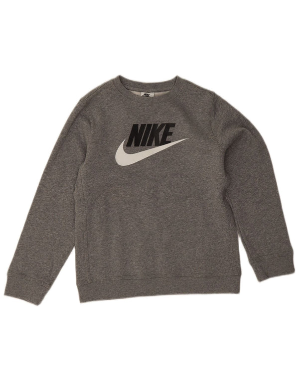 Nike drenge grafisk sweatshirt trøje 10-11 år medium grå flækket bomuld