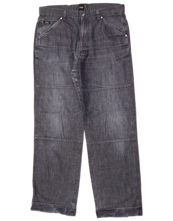 Hugo Boss Straight Jeans til mænd W36 L34 Marineblå bomuld