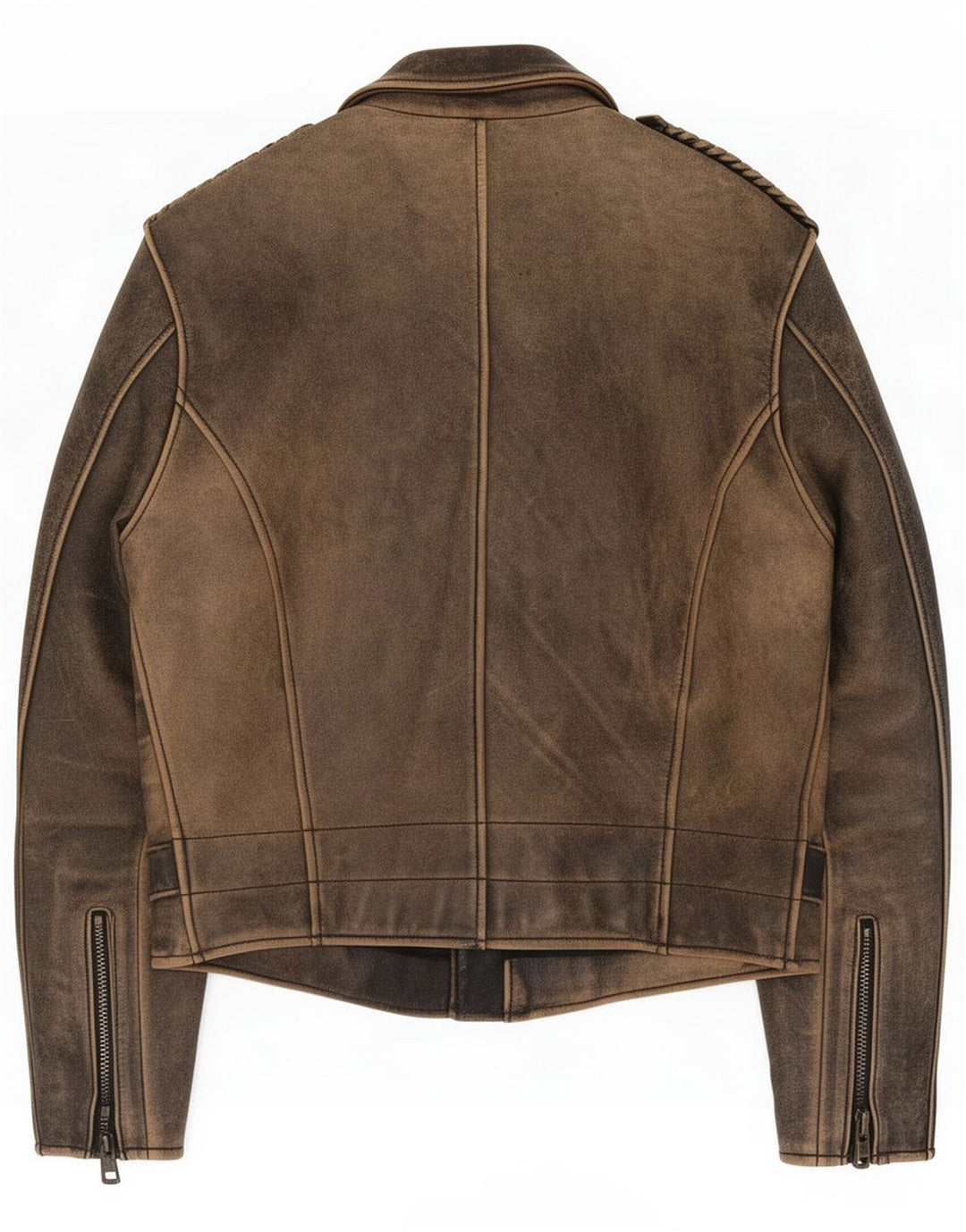 Vintage Herre Læder Biker Jacket IT 50 Large Brown