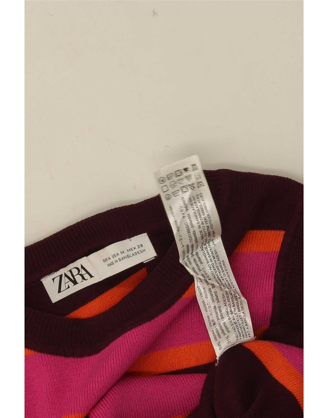 Zara Womens Crop Vest Top UK 12 Medium Multicolored Stribet Viscose