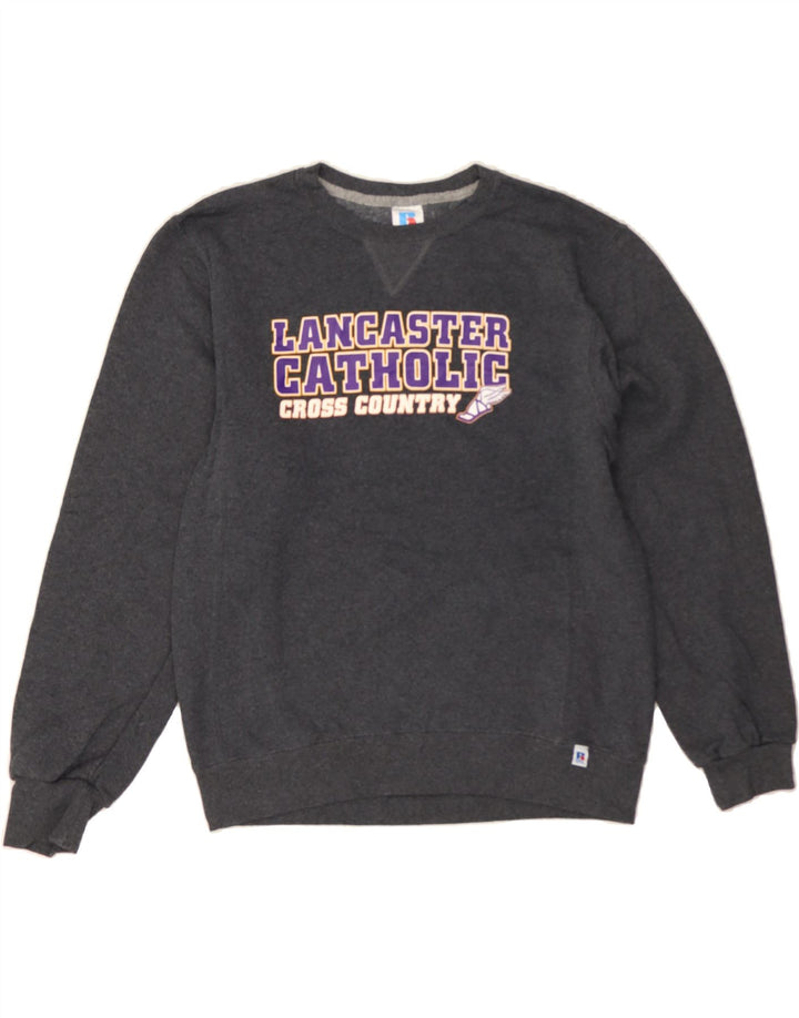 RUSSELL ATHLETIC Mens Graphic Sweatshirt Jumper Medium Grey Cotton Vintage Russell Athletic and Second-Hand Russell Athletic from Messina Hembry 