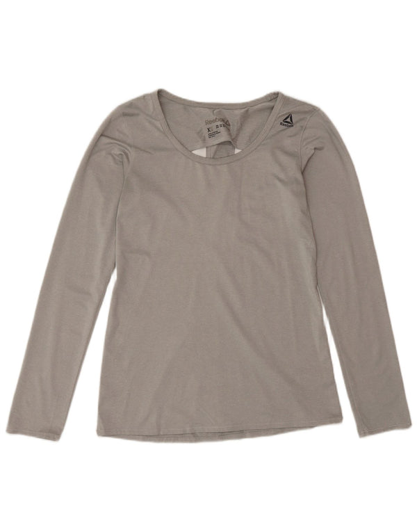 Reebok Herre Top Langærmet UK 8 Small Grey Polyester Sports