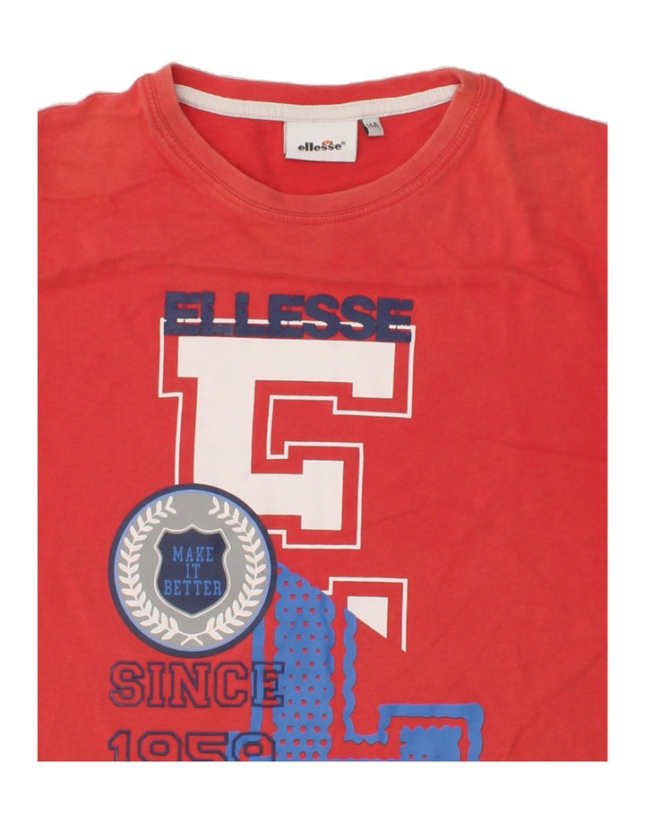 ELLESSE Boys Graphic T-Shirt Top 13-14 Years Red Cotton Vintage Ellesse and Second-Hand Ellesse from Messina Hembry 