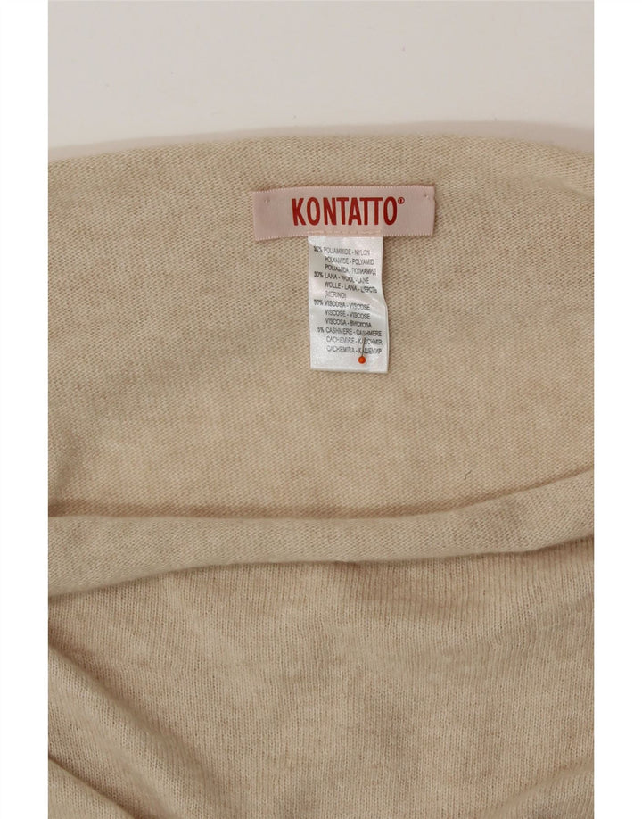 KONTATTO Dame Roll Neck Maxi Jumper Kjole UK 14 Medium Beige Polyamid