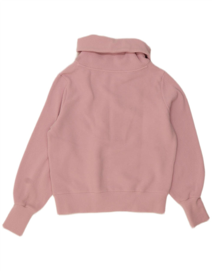 Guess Womens Oversized Zip Neck Sweatshirt Jumper UK 10 Small Pink Bomuld