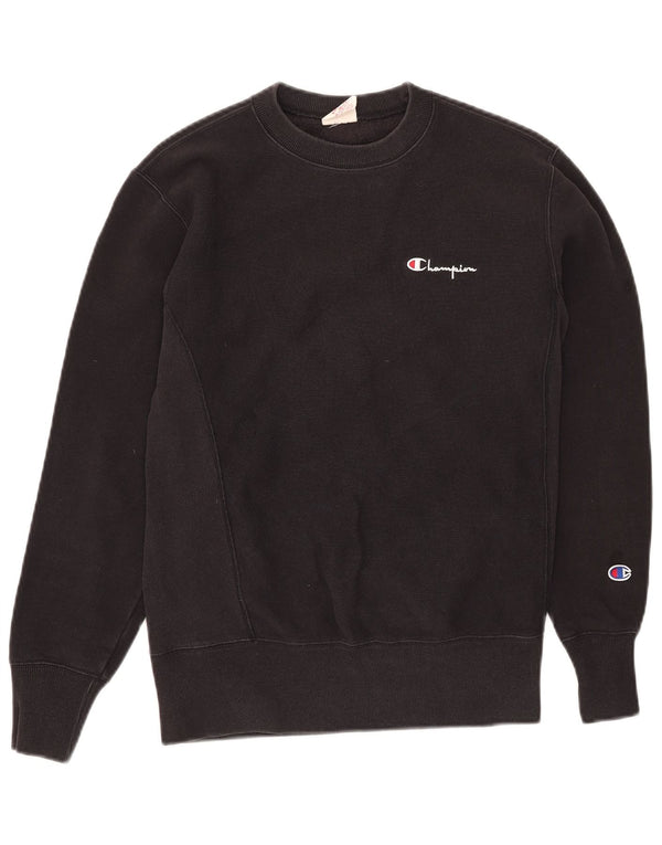 Champion Dame Grafisk Sweatshirt Jumper UK 10 Lille sort bomuld