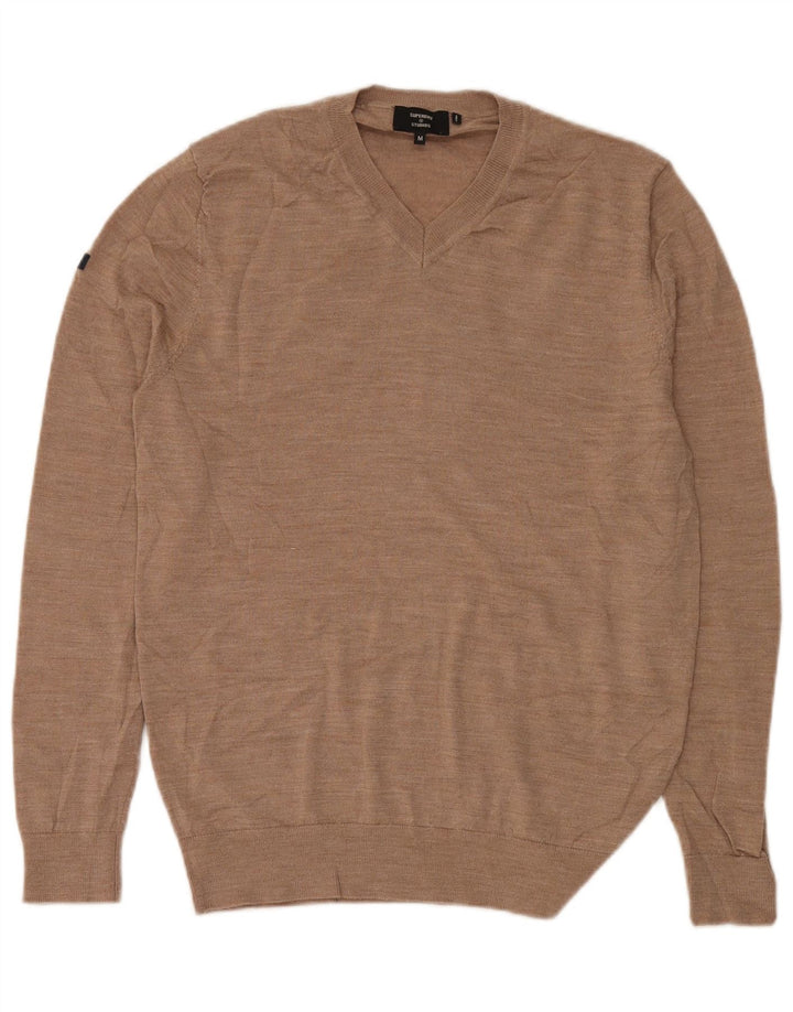 Superdry Herre V-hals sweater Medium Beige Merinould