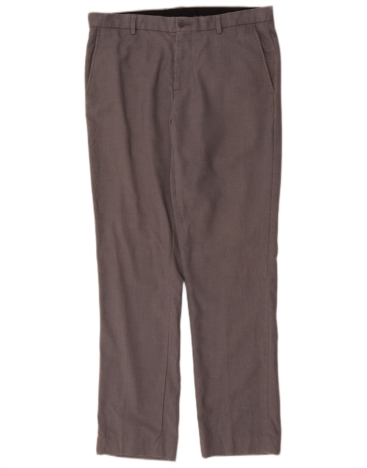 Calvin Klein Lige Chinobukser til mænd W33 L32 Grå polyester