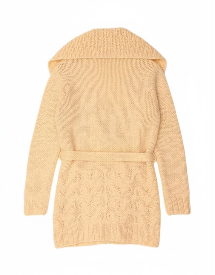 Zara Womens Longline Open Cardigan Sweater UK 14 Medium Beige Akryl