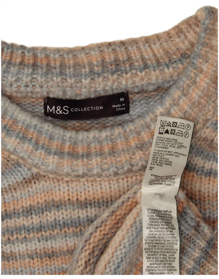 Marks & Spencer Dame Crop Boat Neck Jumper Sweater UK 14 Medium Multicolo