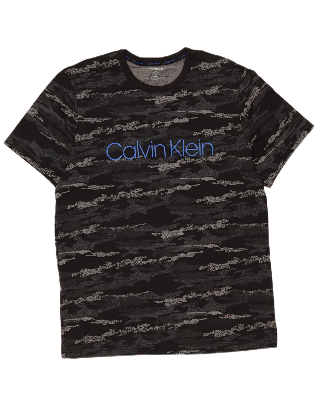 Calvin Klein Herre grafisk T-shirt Top Medium Sort Camouflage Bomuld