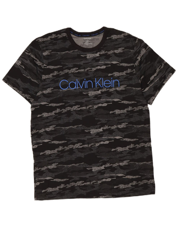 Calvin Klein Herre grafisk T-shirt Top Medium Sort Camouflage Bomuld