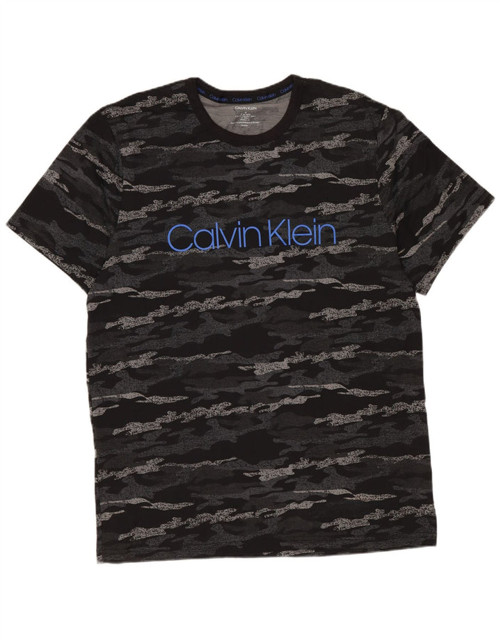 Calvin Klein Herre grafisk T-shirt Top Medium Sort Camouflage Bomuld