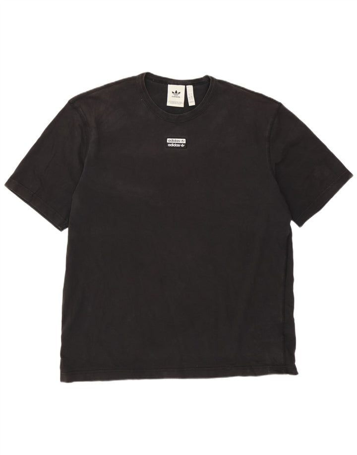 Adidas Herre Grafisk Regular Fit T-Shirt Top Stor Sort Bomuld
