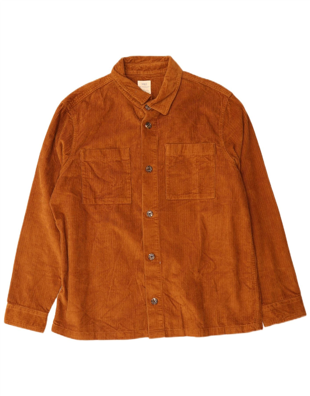 Marks & Spencer Herre Overshirt Corduroy Skjorte Stor brun bomuld