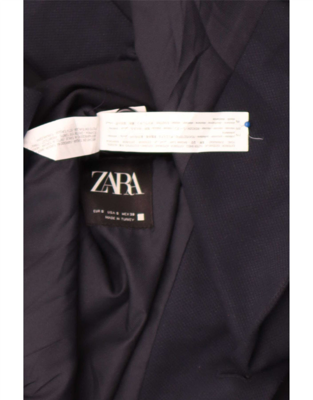 Zara Herre 2-knaps blazerjakke UK 36 Small Navy Blue Polyester