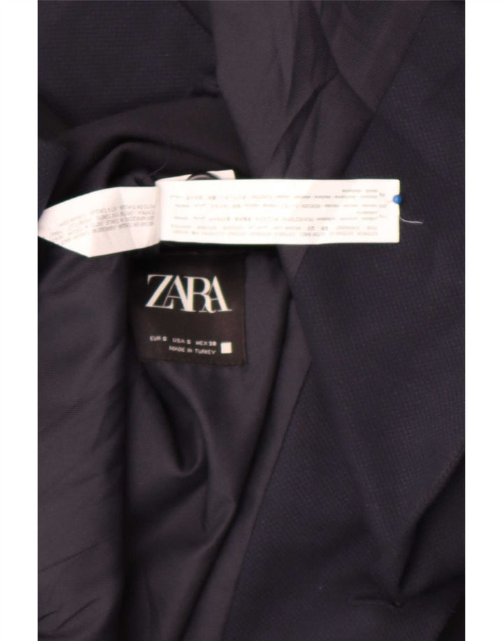 Zara Herre 2-knaps blazerjakke UK 36 Small Navy Blue Polyester