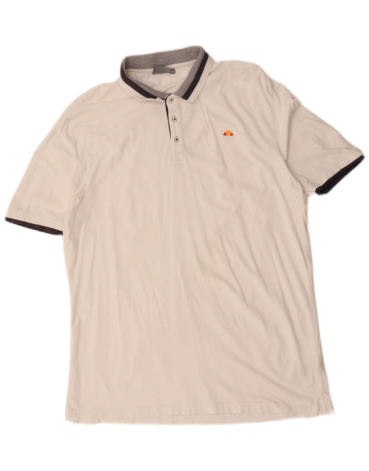 Ellesse Herre poloshirt XL Hvidstribet bomuld
