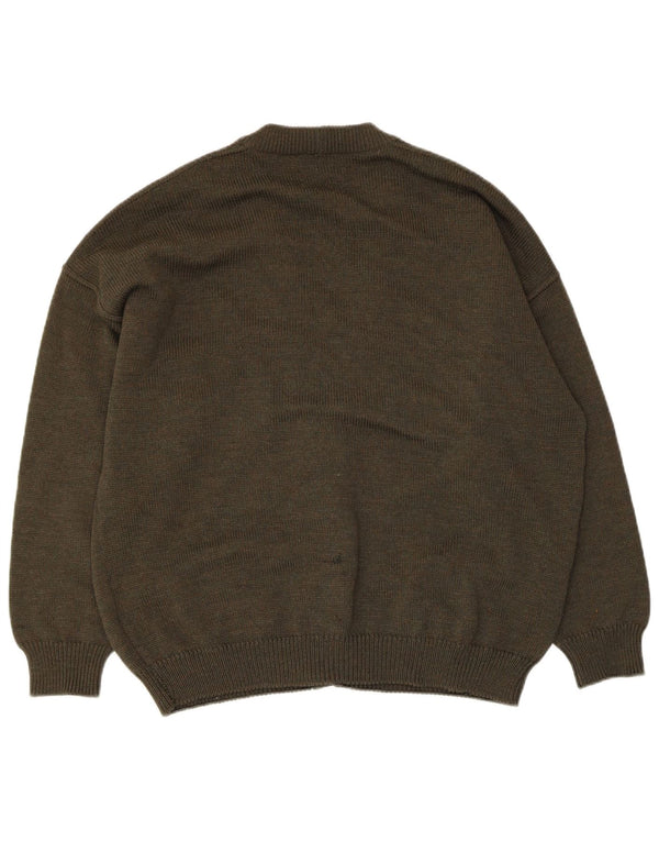 Bramante Herre Cardigan Sweater Large Khaki Argyle/Diamond Virgin Wool