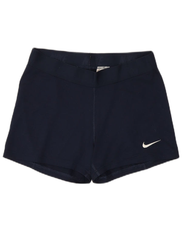 NIKE Dame Dri Fit sportsshorts UK 14 Large Navy Blue Polyester