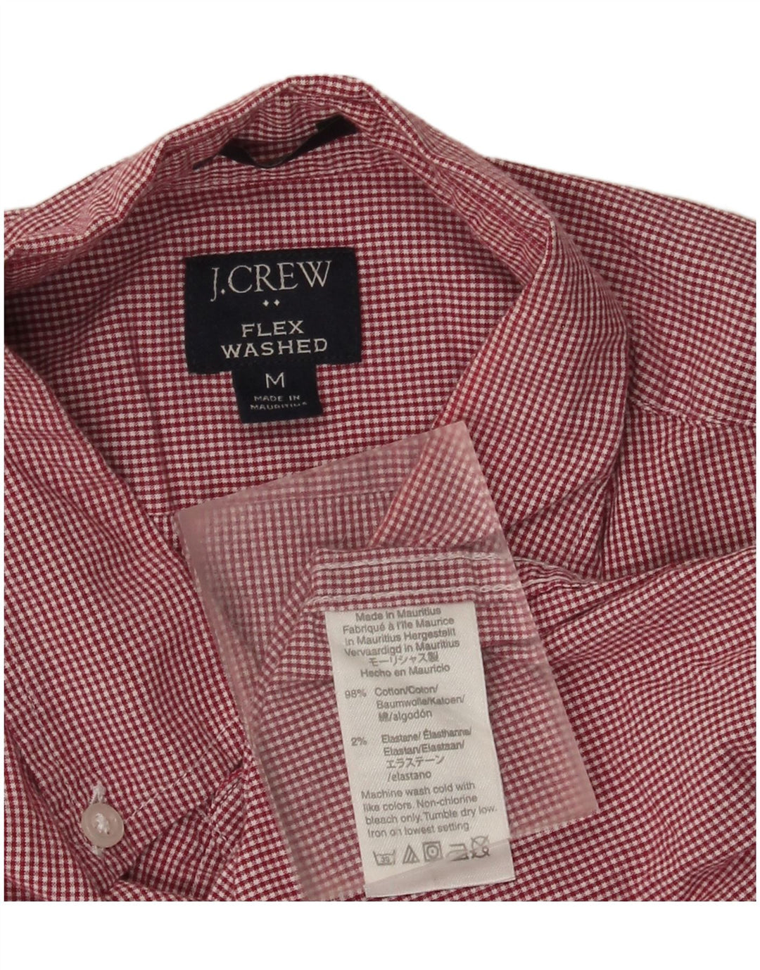 J. Crew Herre Flex Washed Slim Shirt Medium Rød Gingham Cotton