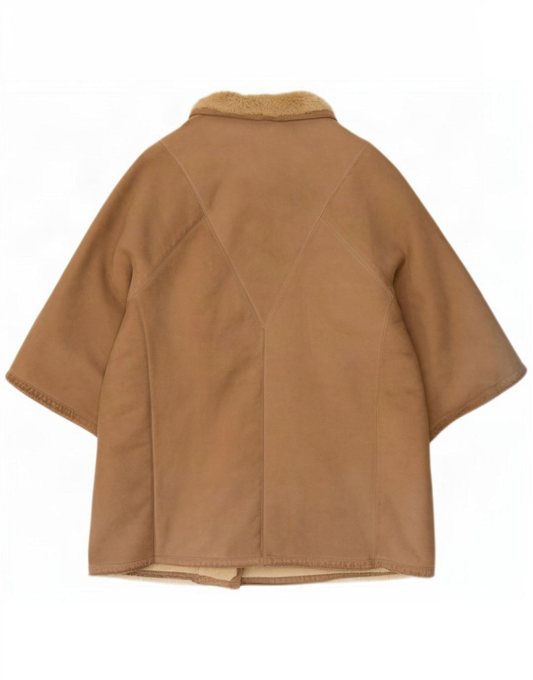 Vintage Dame 3/4 ærme Shearling Coat UK 14 Medium Beige
