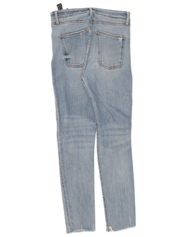 Zara Dame High Waist Distressed Slim Jeans EU 40 Medium W30 L29 Blå