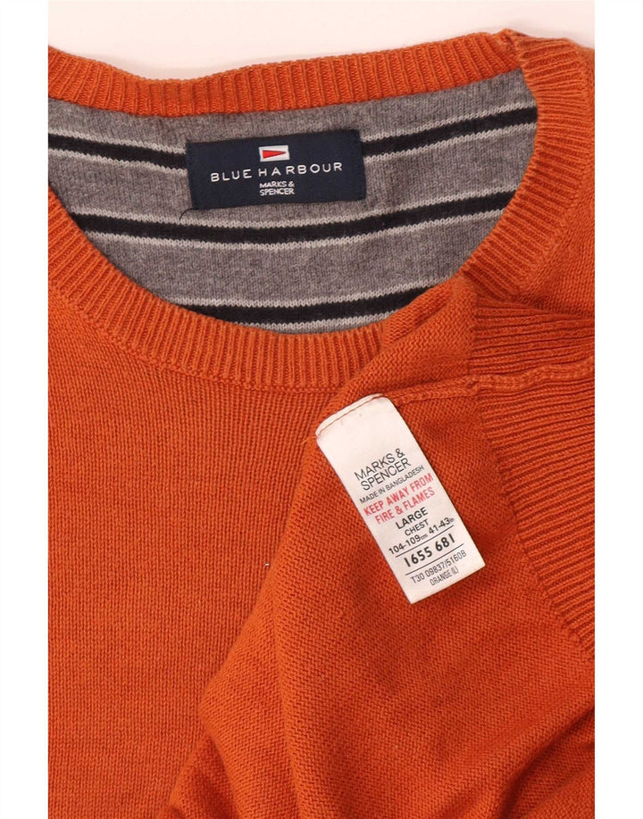 Marks & Spencer Herre Blue Harbor Crew Neck trøje Sweater Large Orange